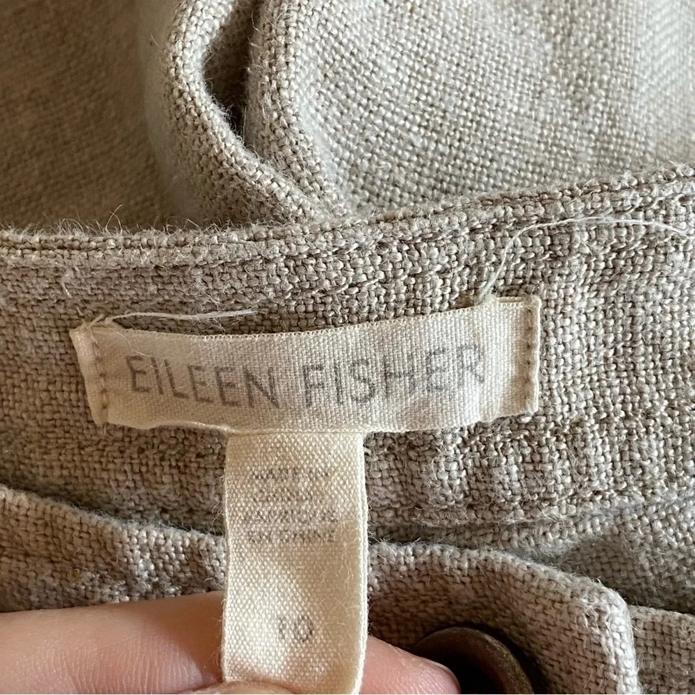 Eileen Fisher Organic Linen Wide Leg Crop Pants Lagenlook Quiet Luxury Boho 10 - Picture 4 of 8